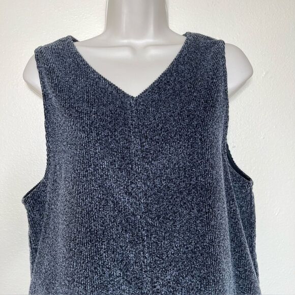 Talbots Corduroy Charcoal Marled Shift Jumper V Neck Sleeveless Back Zip Women 8 - Picture 3 of 10